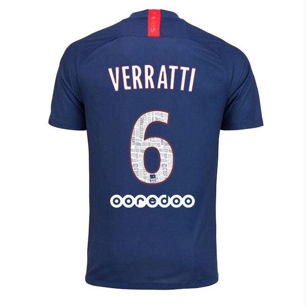 Trikot Paris Saint Germain NO.6 Verratti Heim 2019-20 Blau Fussballtrikots Günstig